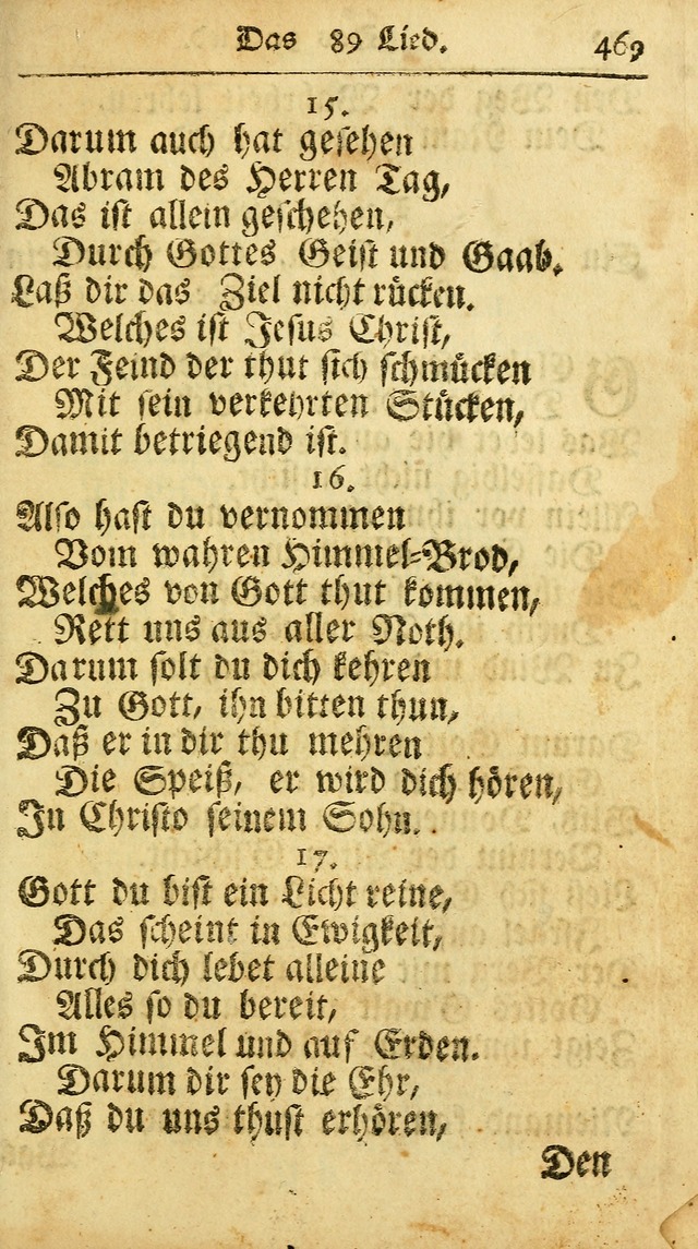 Ausbund, das ist Etliche Schöne Christliche Lieder wie sie in dem Gefängnüss zu Bassau in dem Schloß von den Schweitzer-Brüdern, und von anderen rechtgläubigen Christen hin und her gedichtet worden... page 469