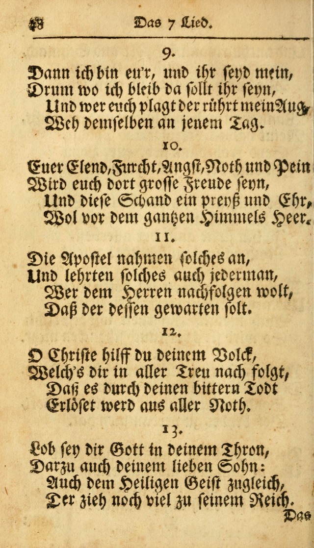 Ausbund, das ist Etliche Schöne Christliche Lieder wie sie in dem Gefängnüss zu Bassau in dem Schloß von den Schweitzer-Brüdern, und von anderen rechtgläubigen Christen hin und her gedichtet worden... page 48