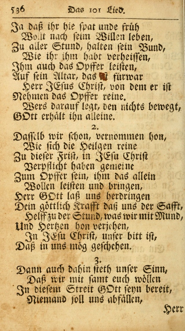 Ausbund, das ist Etliche Schöne Christliche Lieder wie sie in dem Gefängnüss zu Bassau in dem Schloß von den Schweitzer-Brüdern, und von anderen rechtgläubigen Christen hin und her gedichtet worden... page 536