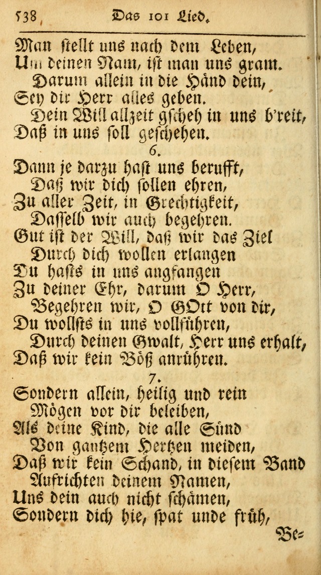 Ausbund, das ist Etliche Schöne Christliche Lieder wie sie in dem Gefängnüss zu Bassau in dem Schloß von den Schweitzer-Brüdern, und von anderen rechtgläubigen Christen hin und her gedichtet worden... page 538