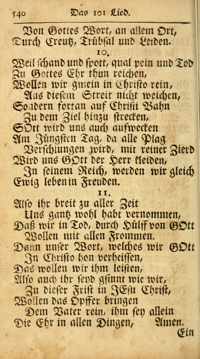 Ausbund, das ist Etliche Schöne Christliche Lieder wie sie in dem Gefängnüss zu Bassau in dem Schloß von den Schweitzer-Brüdern, und von anderen rechtgläubigen Christen hin und her gedichtet worden... page 540