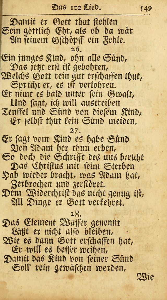 Ausbund, das ist Etliche Schöne Christliche Lieder wie sie in dem Gefängnüss zu Bassau in dem Schloß von den Schweitzer-Brüdern, und von anderen rechtgläubigen Christen hin und her gedichtet worden... page 549