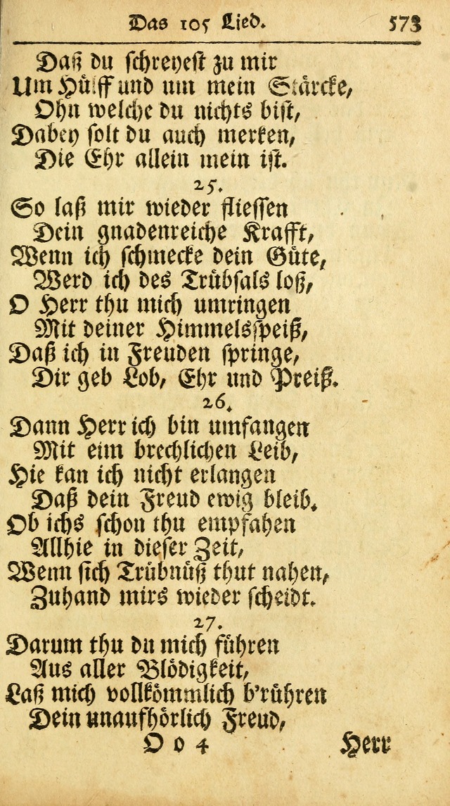 Ausbund, das ist Etliche Schöne Christliche Lieder wie sie in dem Gefängnüss zu Bassau in dem Schloß von den Schweitzer-Brüdern, und von anderen rechtgläubigen Christen hin und her gedichtet worden... page 573