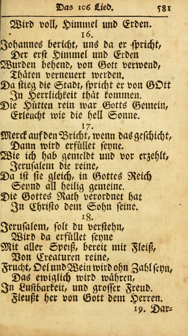 Ausbund, das ist Etliche Schöne Christliche Lieder wie sie in dem Gefängnüss zu Bassau in dem Schloß von den Schweitzer-Brüdern, und von anderen rechtgläubigen Christen hin und her gedichtet worden... page 581