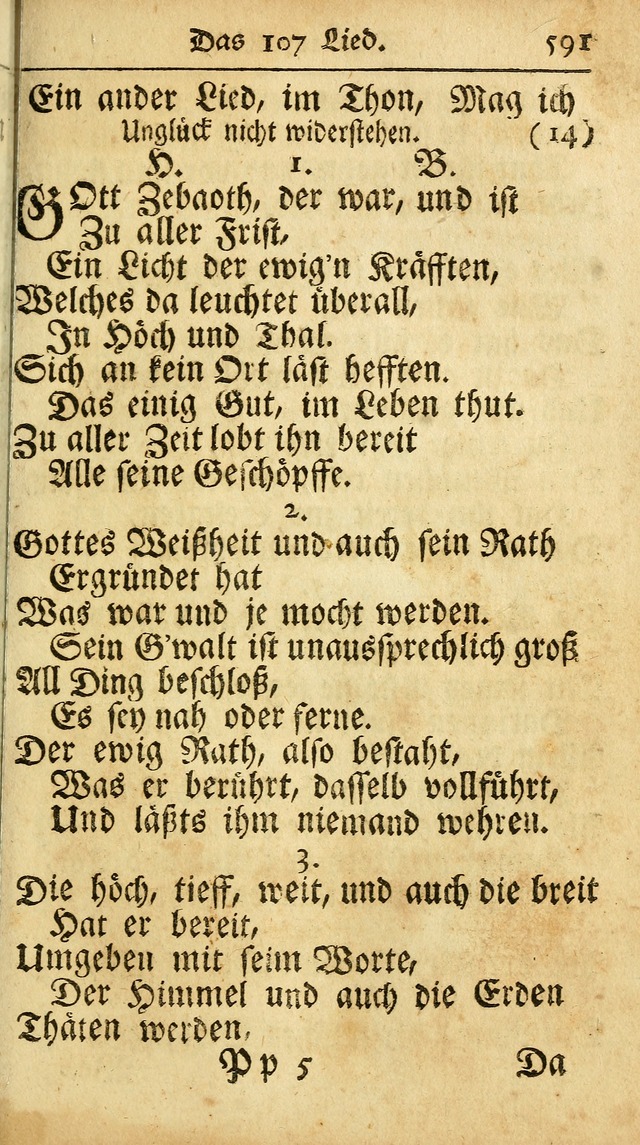 Ausbund, das ist Etliche Schöne Christliche Lieder wie sie in dem Gefängnüss zu Bassau in dem Schloß von den Schweitzer-Brüdern, und von anderen rechtgläubigen Christen hin und her gedichtet worden... page 591