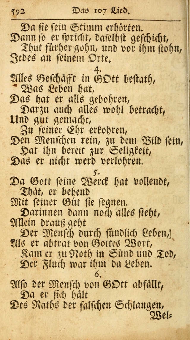 Ausbund, das ist Etliche Schöne Christliche Lieder wie sie in dem Gefängnüss zu Bassau in dem Schloß von den Schweitzer-Brüdern, und von anderen rechtgläubigen Christen hin und her gedichtet worden... page 592