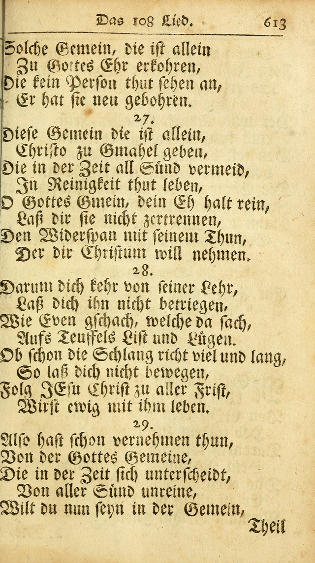 Ausbund, das ist Etliche Schöne Christliche Lieder wie sie in dem Gefängnüss zu Bassau in dem Schloß von den Schweitzer-Brüdern, und von anderen rechtgläubigen Christen hin und her gedichtet worden... page 613