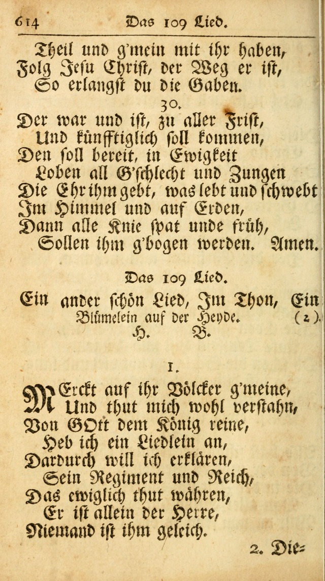 Ausbund, das ist Etliche Schöne Christliche Lieder wie sie in dem Gefängnüss zu Bassau in dem Schloß von den Schweitzer-Brüdern, und von anderen rechtgläubigen Christen hin und her gedichtet worden... page 614