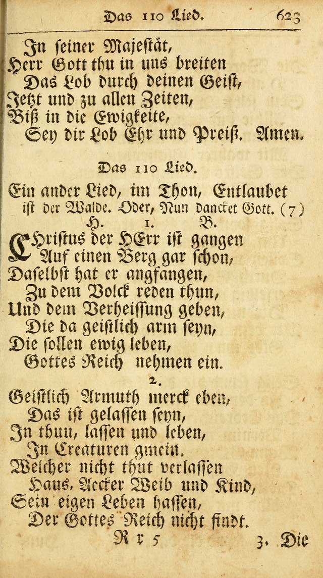 Ausbund, das ist Etliche Schöne Christliche Lieder wie sie in dem Gefängnüss zu Bassau in dem Schloß von den Schweitzer-Brüdern, und von anderen rechtgläubigen Christen hin und her gedichtet worden... page 623