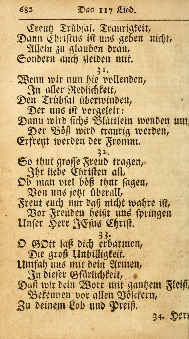 Ausbund, das ist Etliche Schöne Christliche Lieder wie sie in dem Gefängnüss zu Bassau in dem Schloß von den Schweitzer-Brüdern, und von anderen rechtgläubigen Christen hin und her gedichtet worden... page 682