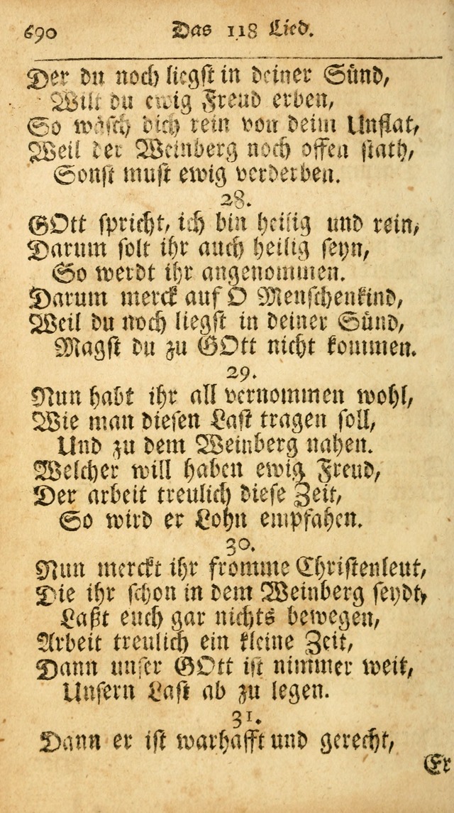 Ausbund, das ist Etliche Schöne Christliche Lieder wie sie in dem Gefängnüss zu Bassau in dem Schloß von den Schweitzer-Brüdern, und von anderen rechtgläubigen Christen hin und her gedichtet worden... page 690