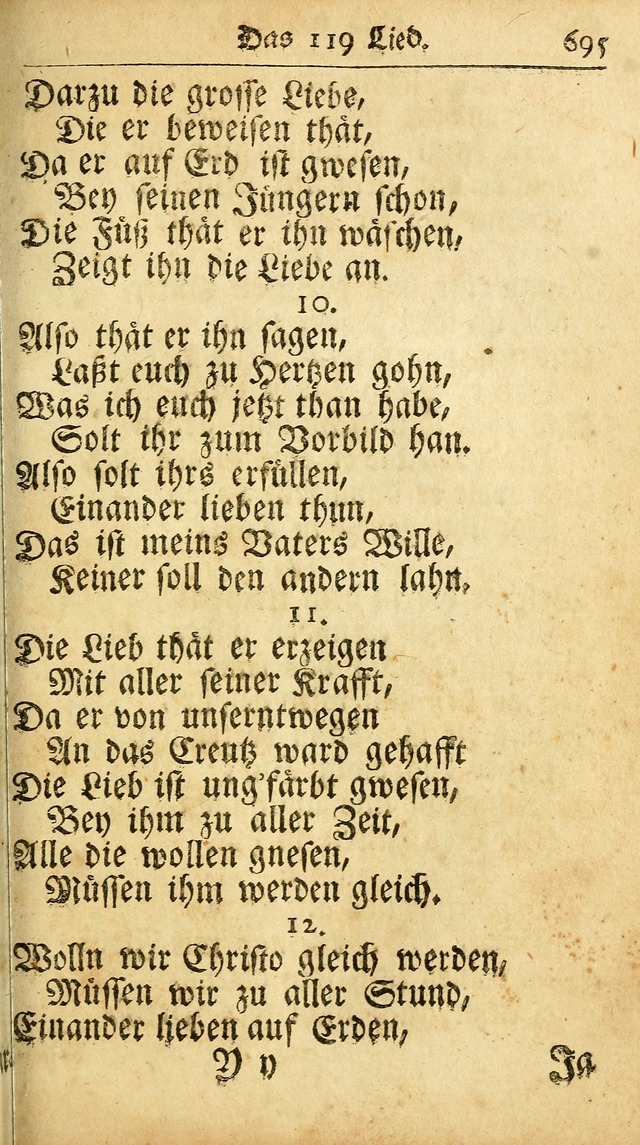 Ausbund, das ist Etliche Schöne Christliche Lieder wie sie in dem Gefängnüss zu Bassau in dem Schloß von den Schweitzer-Brüdern, und von anderen rechtgläubigen Christen hin und her gedichtet worden... page 695