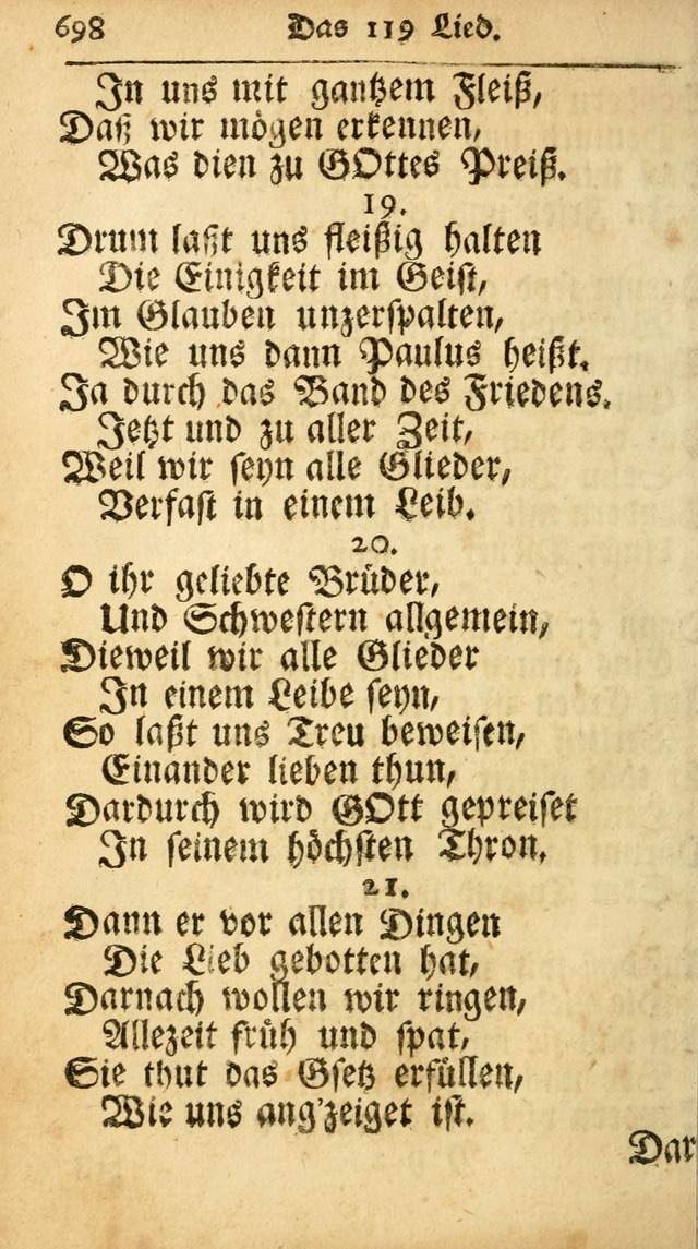 Ausbund, das ist Etliche Schöne Christliche Lieder wie sie in dem Gefängnüss zu Bassau in dem Schloß von den Schweitzer-Brüdern, und von anderen rechtgläubigen Christen hin und her gedichtet worden... page 698