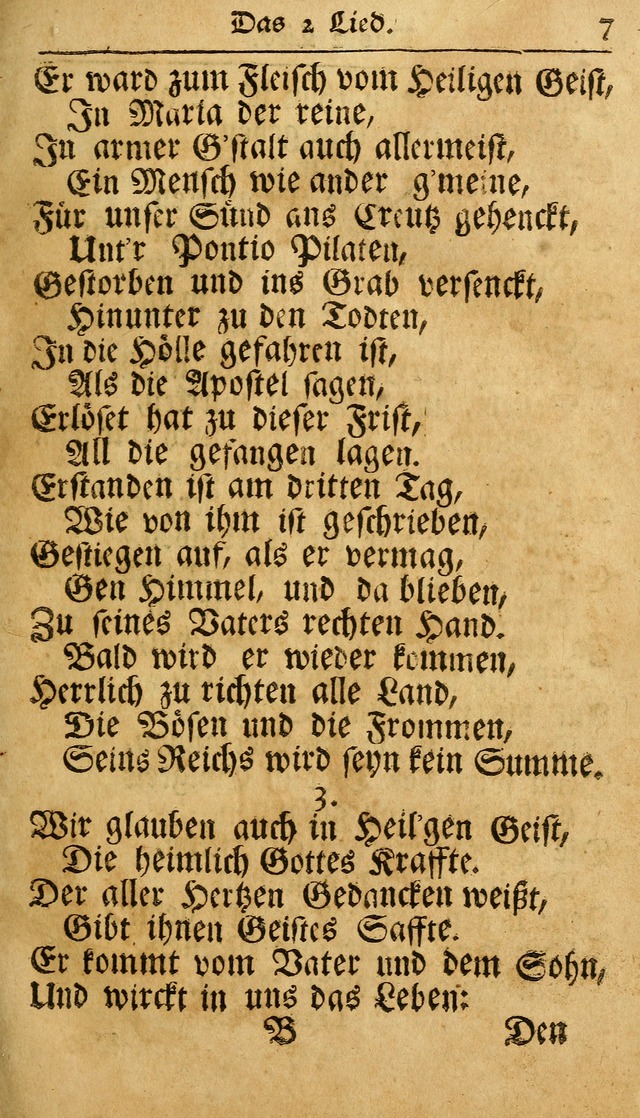 Ausbund, das ist Etliche Schöne Christliche Lieder wie sie in dem Gefängnüss zu Bassau in dem Schloß von den Schweitzer-Brüdern, und von anderen rechtgläubigen Christen hin und her gedichtet worden... page 7