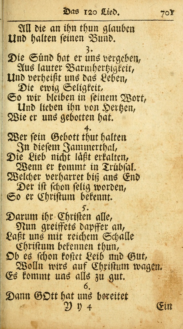 Ausbund, das ist Etliche Schöne Christliche Lieder wie sie in dem Gefängnüss zu Bassau in dem Schloß von den Schweitzer-Brüdern, und von anderen rechtgläubigen Christen hin und her gedichtet worden... page 701