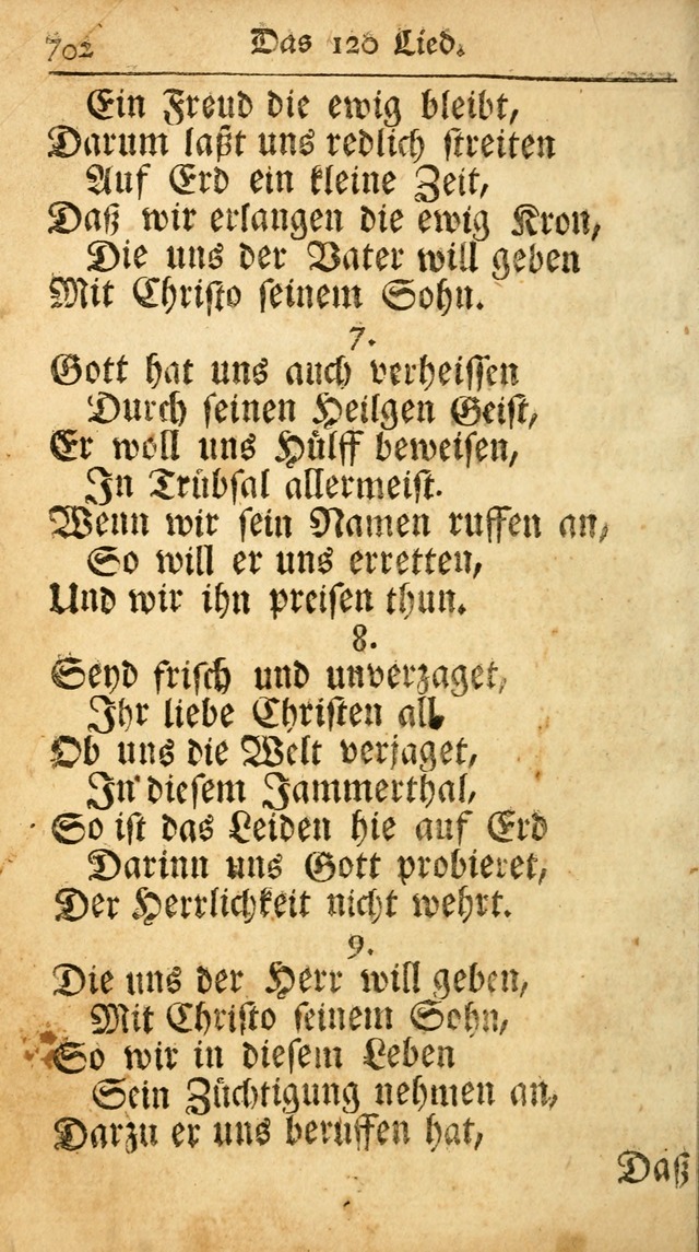 Ausbund, das ist Etliche Schöne Christliche Lieder wie sie in dem Gefängnüss zu Bassau in dem Schloß von den Schweitzer-Brüdern, und von anderen rechtgläubigen Christen hin und her gedichtet worden... page 702