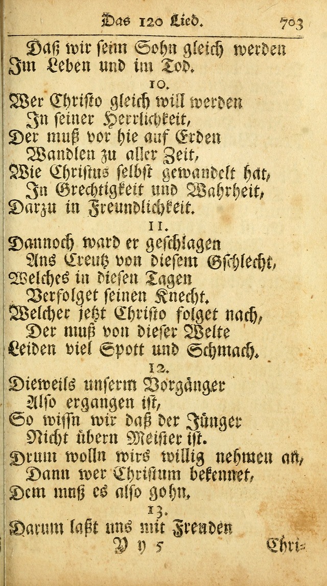 Ausbund, das ist Etliche Schöne Christliche Lieder wie sie in dem Gefängnüss zu Bassau in dem Schloß von den Schweitzer-Brüdern, und von anderen rechtgläubigen Christen hin und her gedichtet worden... page 703