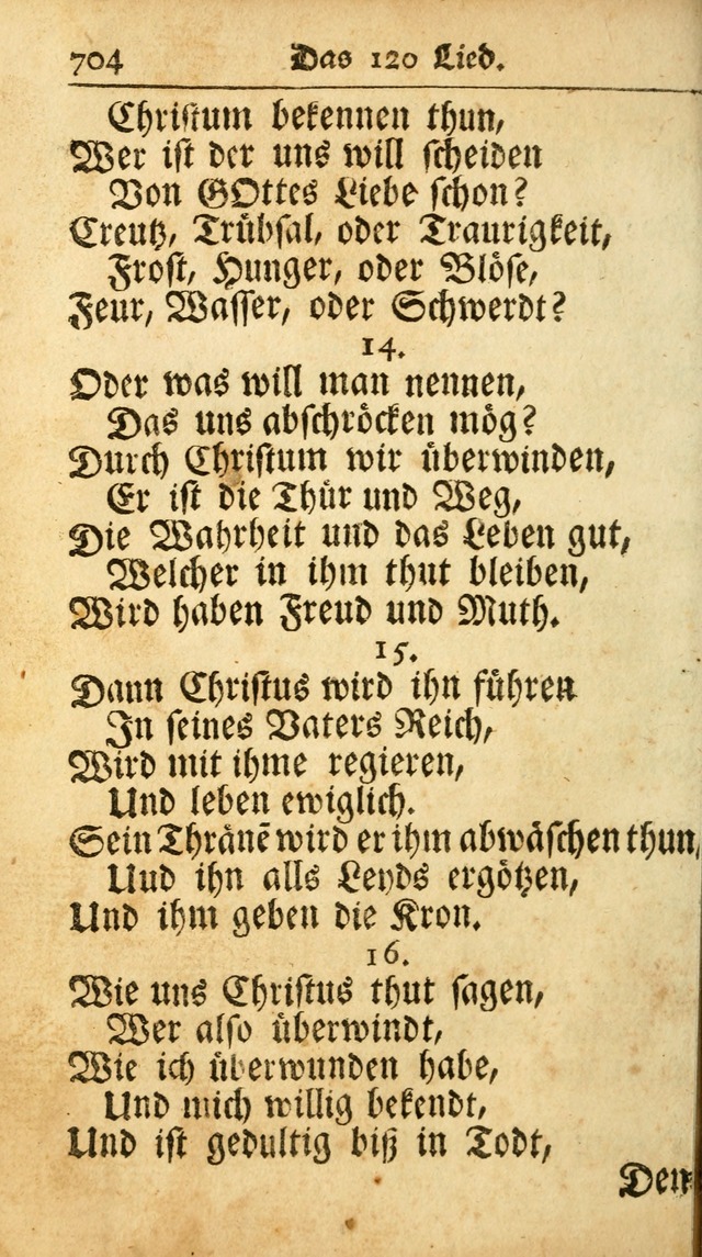 Ausbund, das ist Etliche Schöne Christliche Lieder wie sie in dem Gefängnüss zu Bassau in dem Schloß von den Schweitzer-Brüdern, und von anderen rechtgläubigen Christen hin und her gedichtet worden... page 704