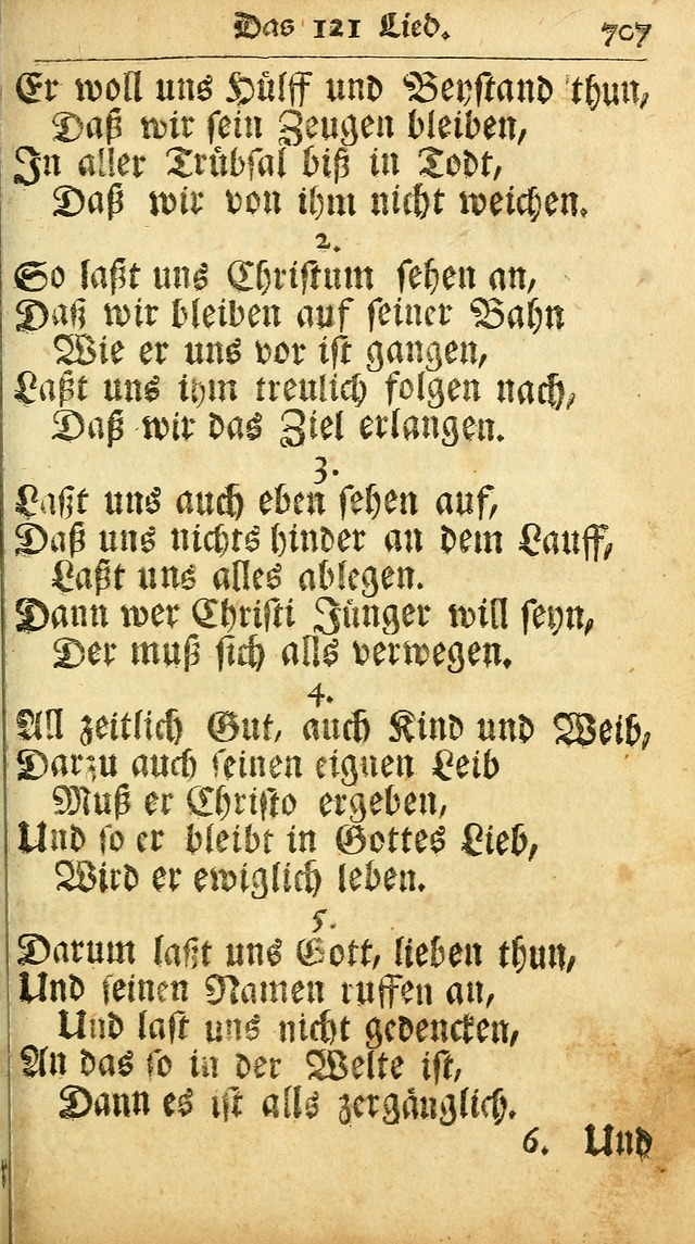 Ausbund, das ist Etliche Schöne Christliche Lieder wie sie in dem Gefängnüss zu Bassau in dem Schloß von den Schweitzer-Brüdern, und von anderen rechtgläubigen Christen hin und her gedichtet worden... page 707