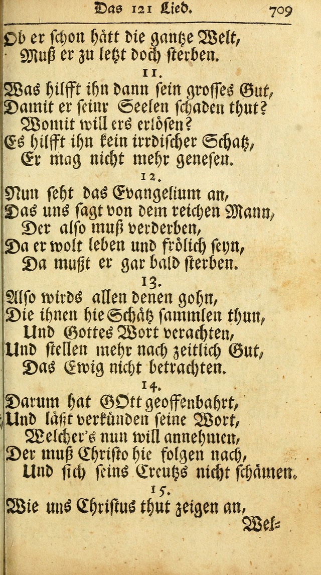 Ausbund, das ist Etliche Schöne Christliche Lieder wie sie in dem Gefängnüss zu Bassau in dem Schloß von den Schweitzer-Brüdern, und von anderen rechtgläubigen Christen hin und her gedichtet worden... page 709