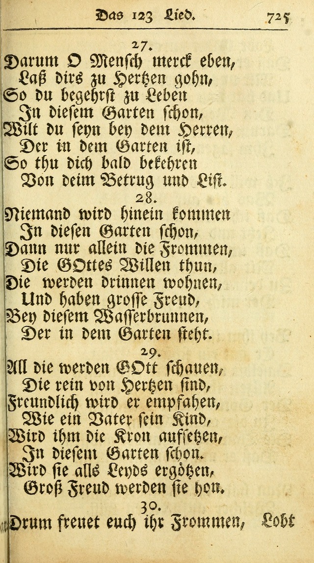 Ausbund, das ist Etliche Schöne Christliche Lieder wie sie in dem Gefängnüss zu Bassau in dem Schloß von den Schweitzer-Brüdern, und von anderen rechtgläubigen Christen hin und her gedichtet worden... page 725