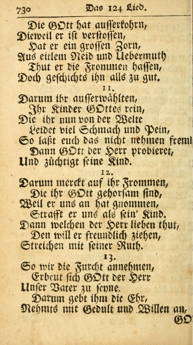 Ausbund, das ist Etliche Schöne Christliche Lieder wie sie in dem Gefängnüss zu Bassau in dem Schloß von den Schweitzer-Brüdern, und von anderen rechtgläubigen Christen hin und her gedichtet worden... page 730