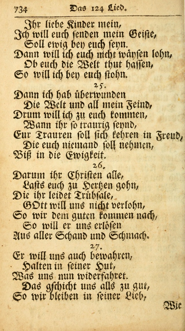 Ausbund, das ist Etliche Schöne Christliche Lieder wie sie in dem Gefängnüss zu Bassau in dem Schloß von den Schweitzer-Brüdern, und von anderen rechtgläubigen Christen hin und her gedichtet worden... page 734