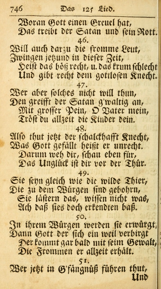 Ausbund, das ist Etliche Schöne Christliche Lieder wie sie in dem Gefängnüss zu Bassau in dem Schloß von den Schweitzer-Brüdern, und von anderen rechtgläubigen Christen hin und her gedichtet worden... page 746