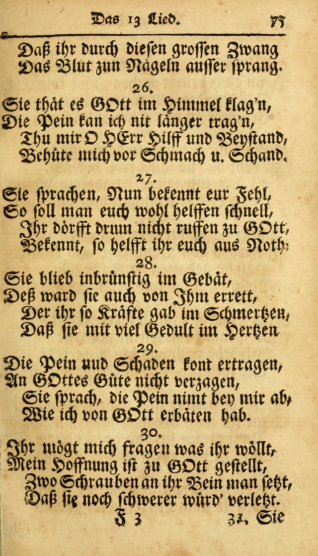 Ausbund, das ist Etliche Schöne Christliche Lieder wie sie in dem Gefängnüss zu Bassau in dem Schloß von den Schweitzer-Brüdern, und von anderen rechtgläubigen Christen hin und her gedichtet worden... page 75