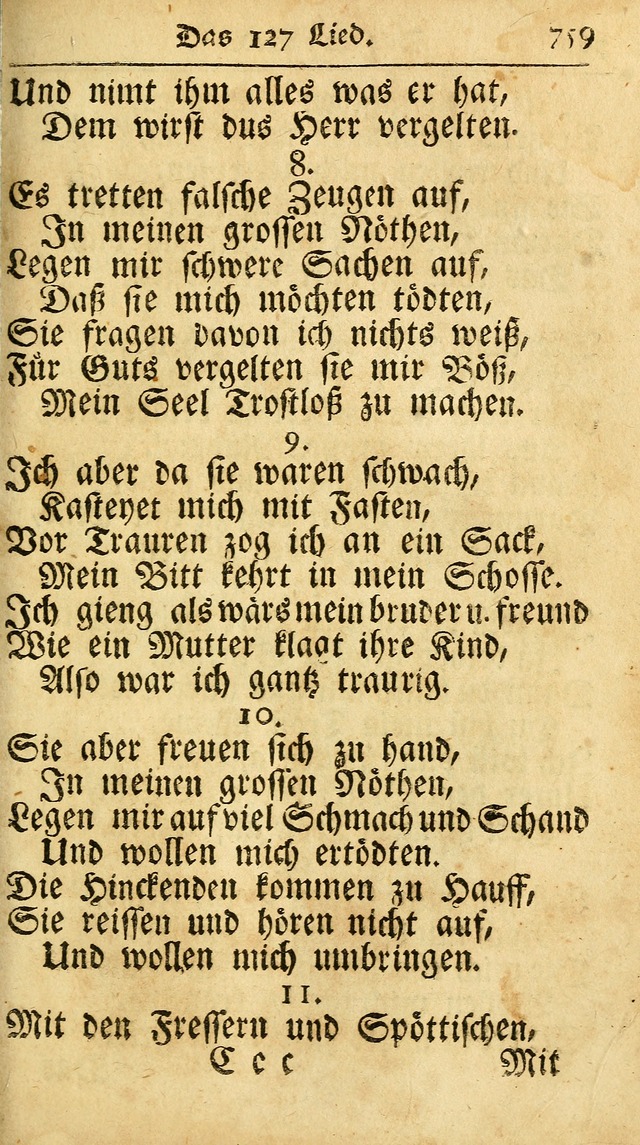 Ausbund, das ist Etliche Schöne Christliche Lieder wie sie in dem Gefängnüss zu Bassau in dem Schloß von den Schweitzer-Brüdern, und von anderen rechtgläubigen Christen hin und her gedichtet worden... page 759