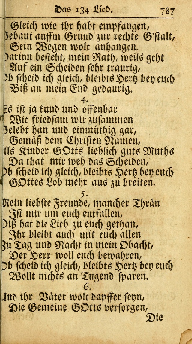 Ausbund, das ist Etliche Schöne Christliche Lieder wie sie in dem Gefängnüss zu Bassau in dem Schloß von den Schweitzer-Brüdern, und von anderen rechtgläubigen Christen hin und her gedichtet worden... page 787