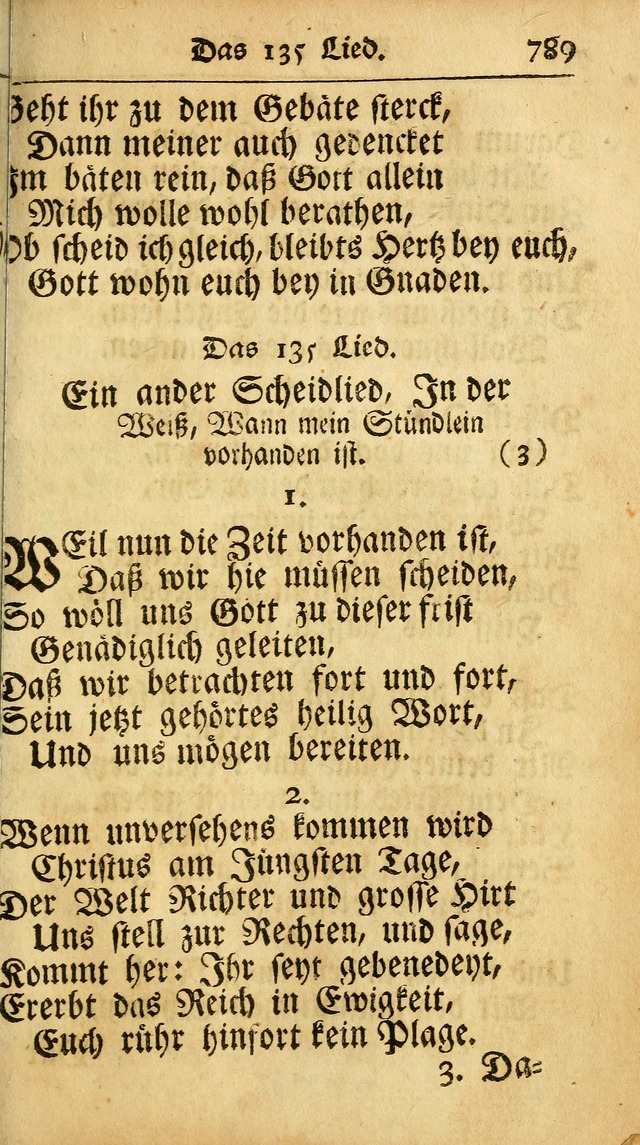 Ausbund, das ist Etliche Schöne Christliche Lieder wie sie in dem Gefängnüss zu Bassau in dem Schloß von den Schweitzer-Brüdern, und von anderen rechtgläubigen Christen hin und her gedichtet worden... page 789