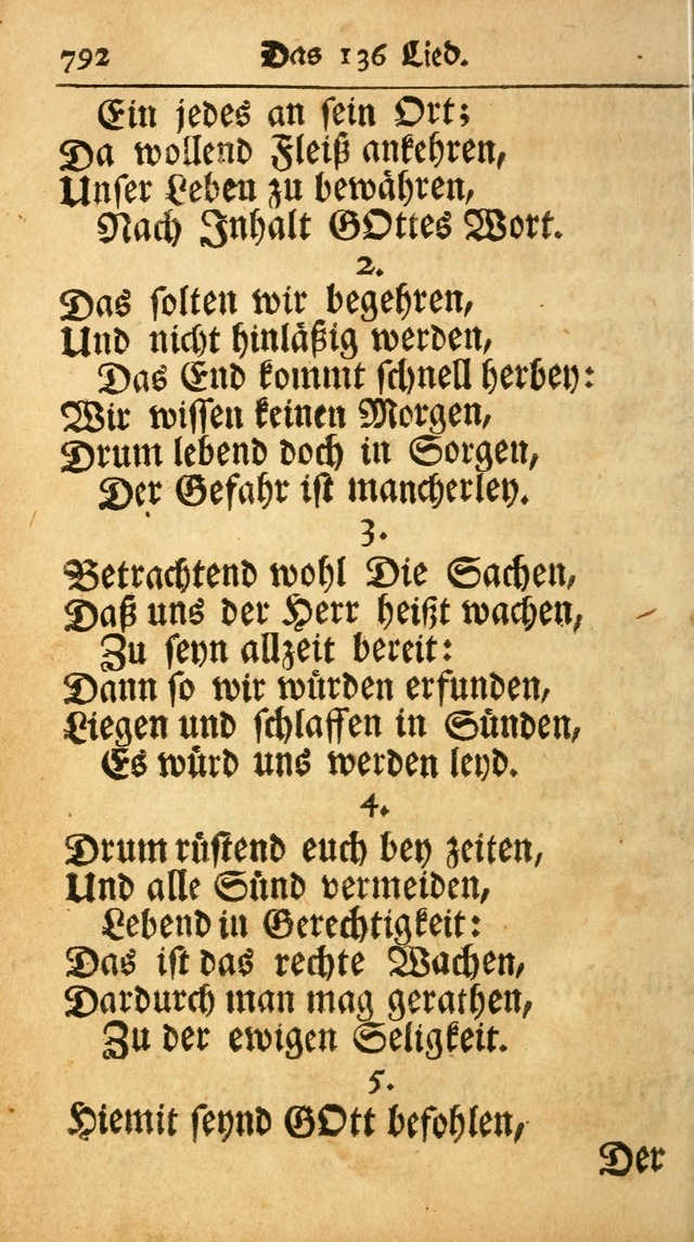 Ausbund, das ist Etliche Schöne Christliche Lieder wie sie in dem Gefängnüss zu Bassau in dem Schloß von den Schweitzer-Brüdern, und von anderen rechtgläubigen Christen hin und her gedichtet worden... page 792