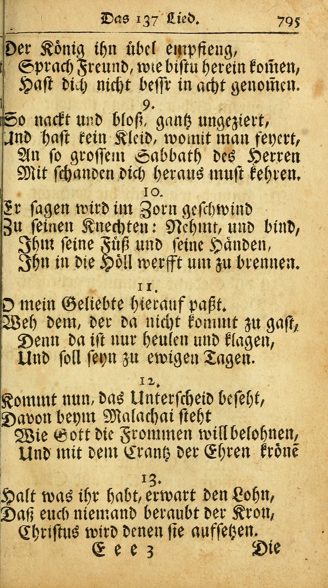 Ausbund, das ist Etliche Schöne Christliche Lieder wie sie in dem Gefängnüss zu Bassau in dem Schloß von den Schweitzer-Brüdern, und von anderen rechtgläubigen Christen hin und her gedichtet worden... page 795