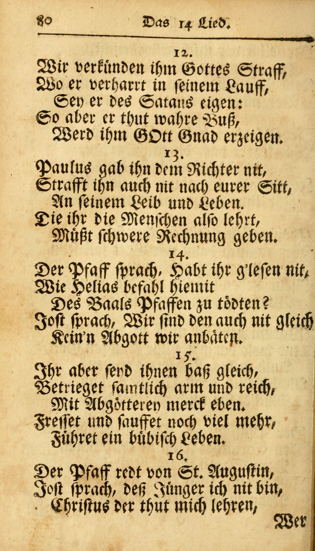 Ausbund, das ist Etliche Schöne Christliche Lieder wie sie in dem Gefängnüss zu Bassau in dem Schloß von den Schweitzer-Brüdern, und von anderen rechtgläubigen Christen hin und her gedichtet worden... page 80