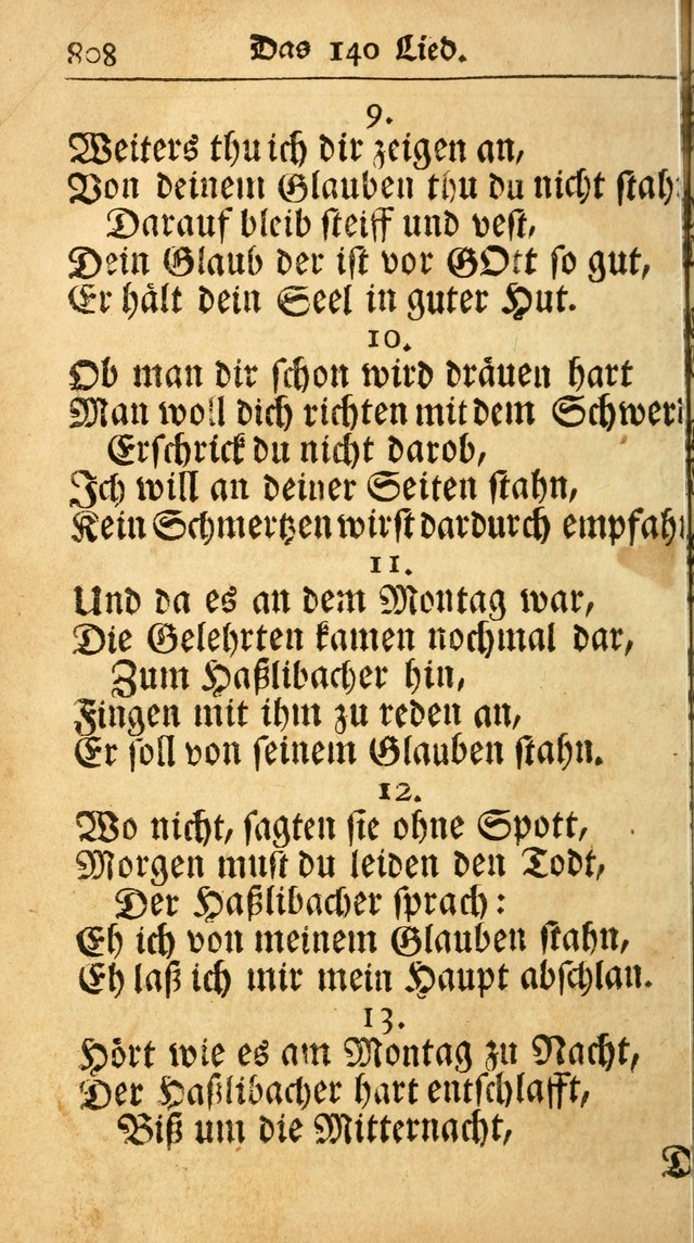 Ausbund, das ist Etliche Schöne Christliche Lieder wie sie in dem Gefängnüss zu Bassau in dem Schloß von den Schweitzer-Brüdern, und von anderen rechtgläubigen Christen hin und her gedichtet worden... page 808