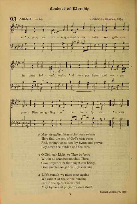 The American Hymnal for Chapel Service page 72