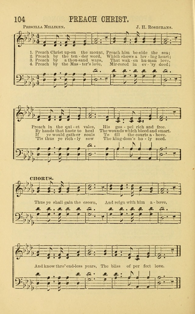 Apostolic Hymns and Songs: a collection of hymns and songs, both new and old, for the church, protracted meetings, and the Sunday school page 104