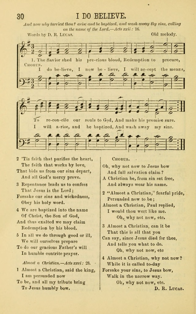 Apostolic Hymns and Songs: a collection of hymns and songs, both new and old, for the church, protracted meetings, and the Sunday school page 30