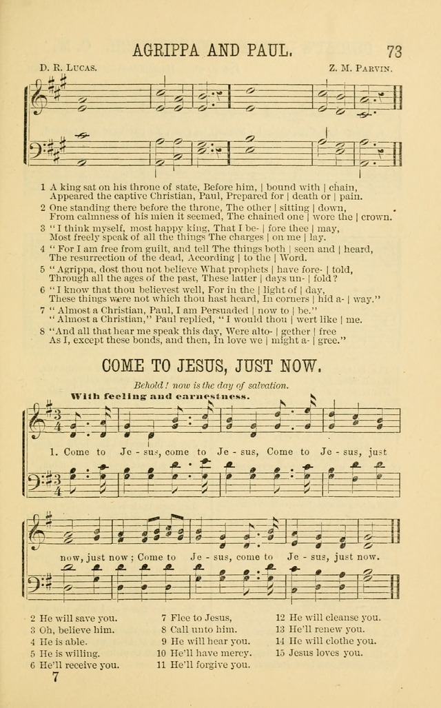 Apostolic Hymns and Songs: a collection of hymns and songs, both new and old, for the church, protracted meetings, and the Sunday school page 73