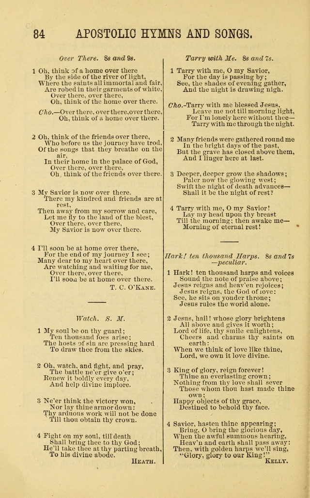 Apostolic Hymns and Songs: a collection of hymns and songs, both new and old, for the church, protracted meetings, and the Sunday school page 84