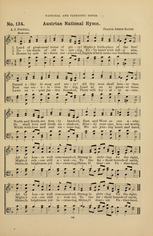 The Assembly Hymn and Song Collection: designed for use in chapel, assembly, convocation, or general exercises of schools, normals, colleges and universities. (3rd ed.) page 119