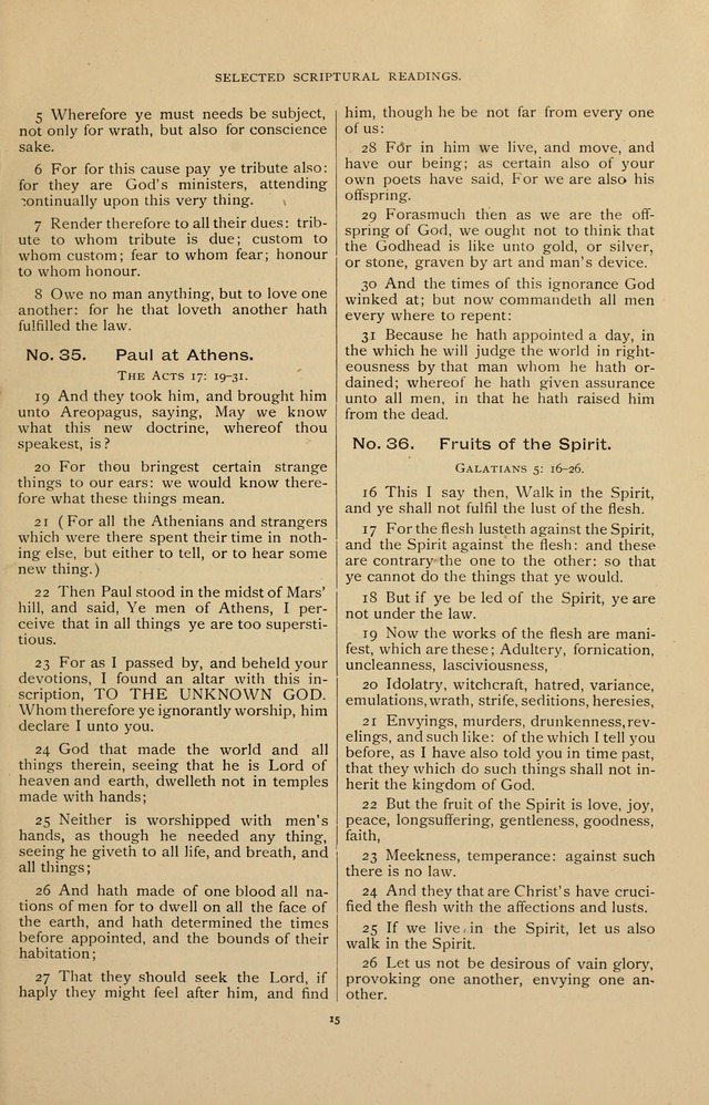 The Assembly Hymn and Song Collection: designed for use in chapel, assembly, convocation, or general exercises of schools, normals, colleges and universities. (3rd ed.) page 15