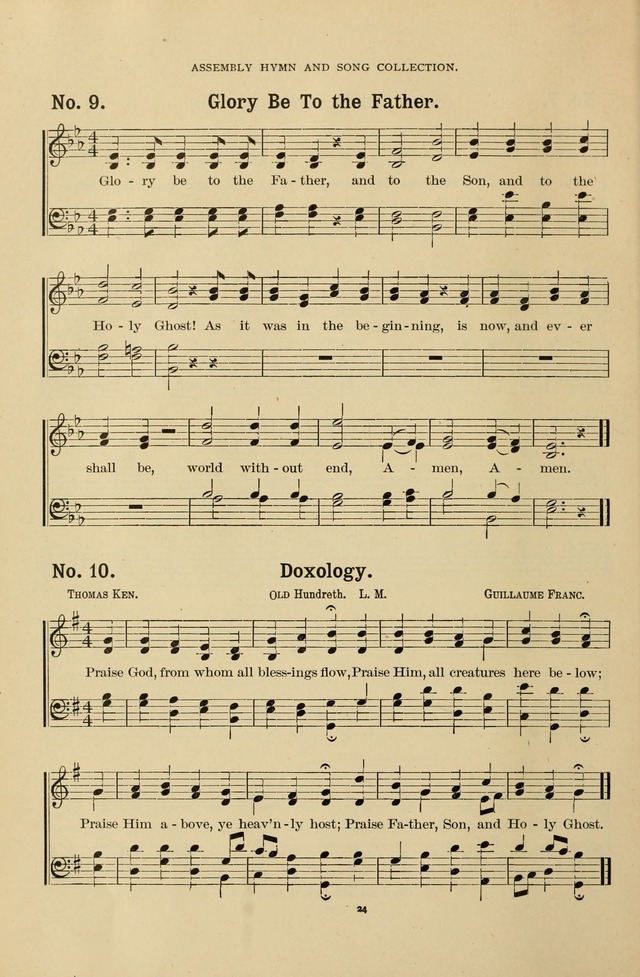 The Assembly Hymn and Song Collection: designed for use in chapel, assembly, convocation, or general exercises of schools, normals, colleges and universities. (3rd ed.) page 24