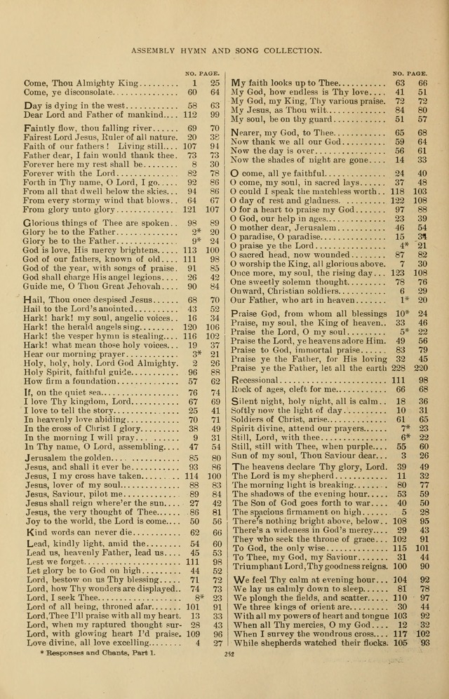 The Assembly Hymn and Song Collection: designed for use in chapel, assembly, convocation, or general exercises of schools, normals, colleges and universities. (3rd ed.) page 254