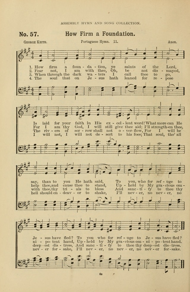 The Assembly Hymn and Song Collection: designed for use in chapel, assembly, convocation, or general exercises of schools, normals, colleges and universities. (3rd ed.) page 62