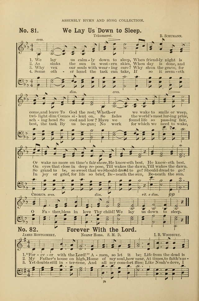 The Assembly Hymn and Song Collection: designed for use in chapel, assembly, convocation, or general exercises of schools, normals, colleges and universities. (3rd ed.) page 78