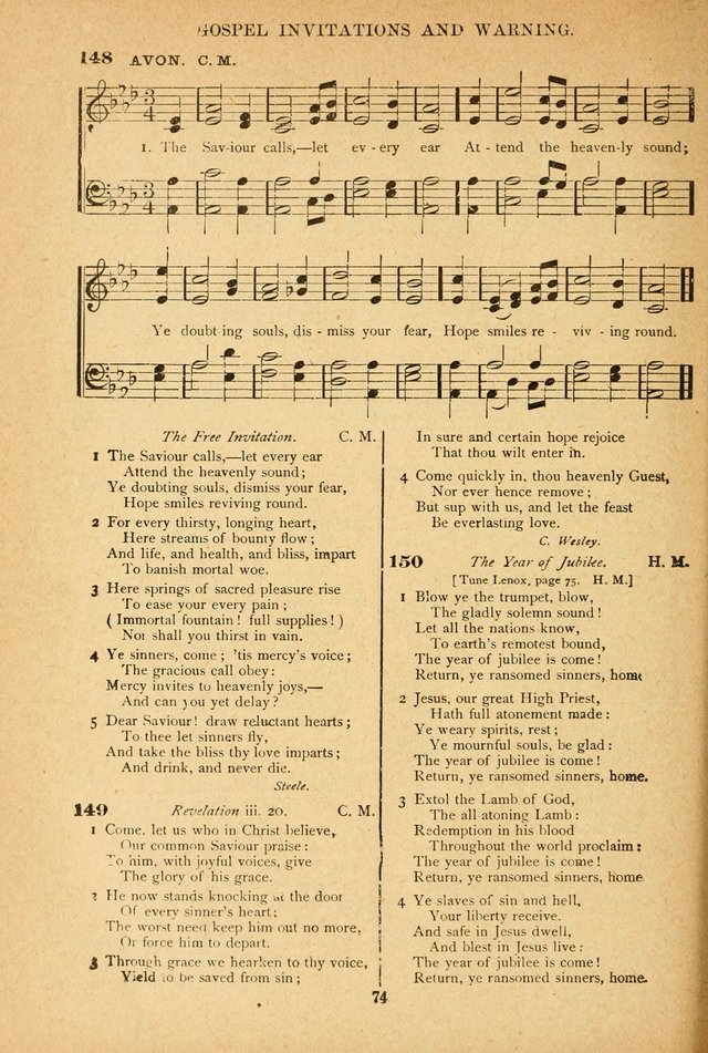 The African Methodist Episcopal Hymn and Tune Book: adapted to the doctrines and usages of the church (6th ed.) page 74