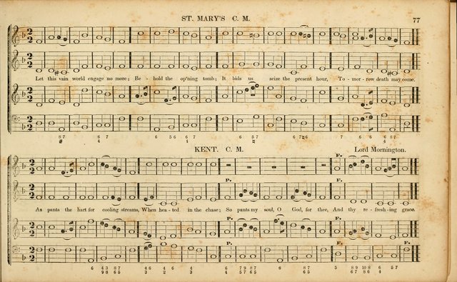 American Psalmody: a collection of sacred music, comprising a great variety of psalm, and hymn tunes, set-pieces, anthems and chants, arranged with a figured bass for the organ...(3rd ed.) page 74