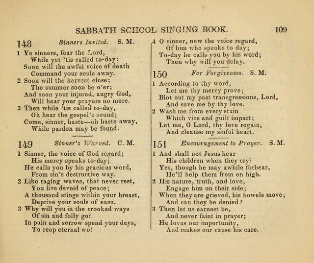 The American Sabbath School Singing Book: containing hymns, tunes, scriptural selections and chants, for Sabbath schools page 109